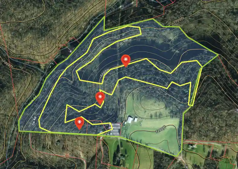 We sold 22 acres of timber in Belmont, Ohio with this timber harvest map showing the boundary lines of the property